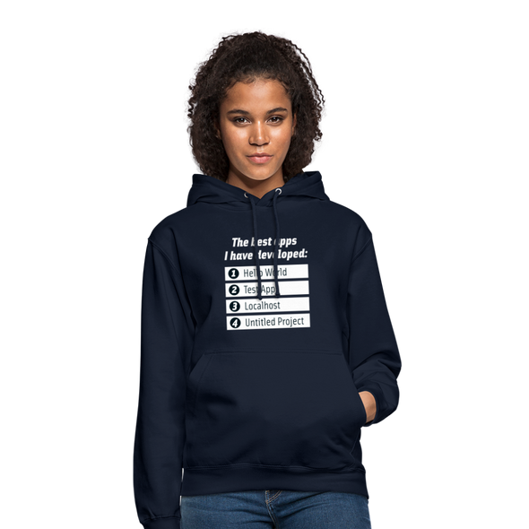 Unisex Hoodie: The best apps I have developed - Navy