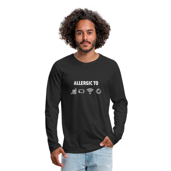 Männer Premium Langarmshirt: Allergic to (Ladebalken, leerer Akku, kein Empfang, Kein Wlan) - Schwarz