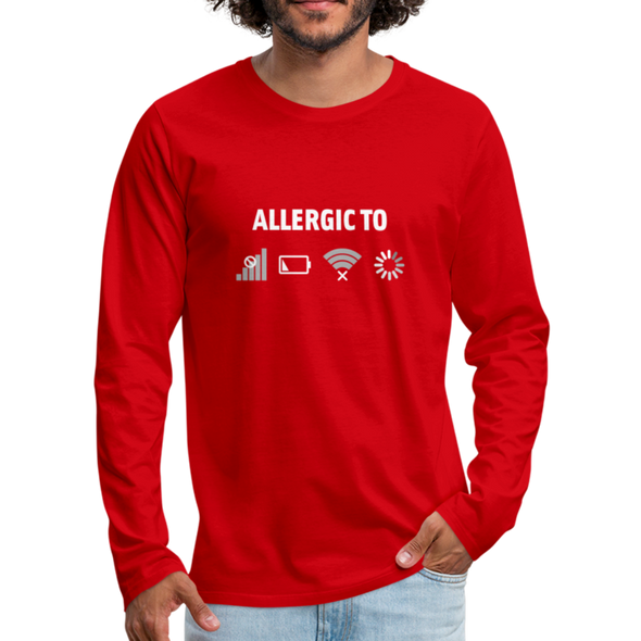 Männer Premium Langarmshirt: Allergic to (Ladebalken, leerer Akku, kein Empfang, Kein Wlan) - Rot