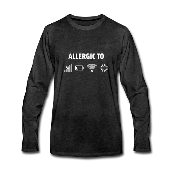 Männer Premium Langarmshirt: Allergic to (Ladebalken, leerer Akku, kein Empfang, Kein Wlan) - Anthrazit