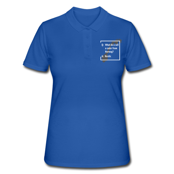 Frauen Poloshirt: A coder from Norway – Nerdic - Royalblau