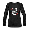 Frauen Premium Langarmshirt: Believe in Karma - Anthrazit
