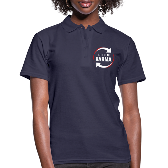 Frauen Poloshirt: Believe in Karma - Navy
