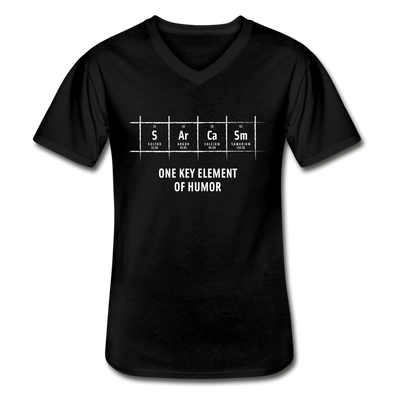 Männer-T-Shirt mit V-Ausschnitt: S Ar Ca Sm: One key element of humor - Schwarz