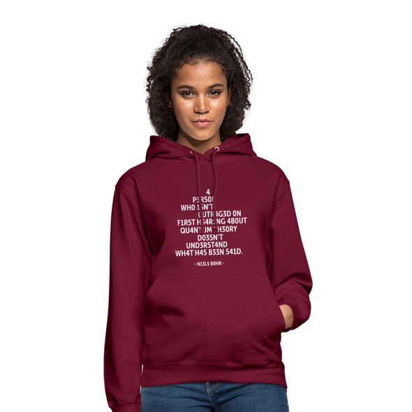 Unisex Hoodie: A person who isn’t outraged on first hearing about … - Bordeaux