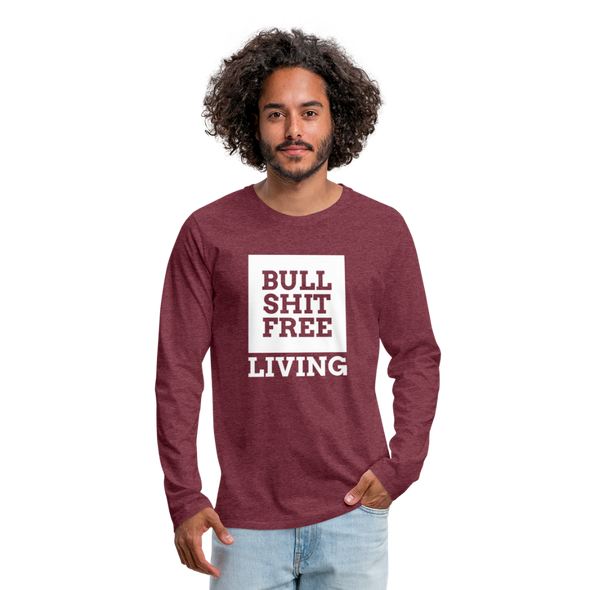Männer Premium Langarmshirt: Bullshit-free living - Bordeauxrot meliert
