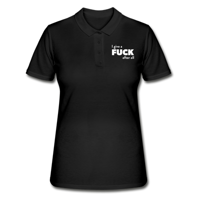 Frauen Poloshirt: I give a fuck after all. - Schwarz