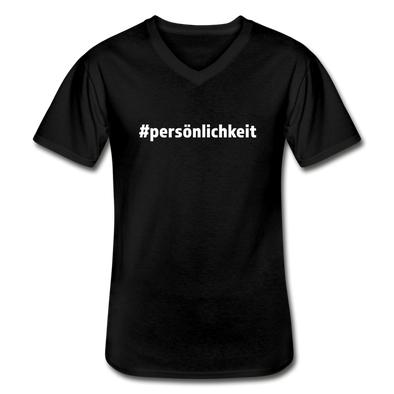 Männer-T-Shirt mit V-Ausschnitt: Persönlichkeit (#persönlichkeit) - Schwarz