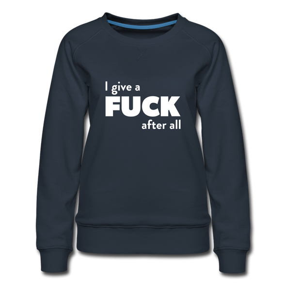 Frauen Premium Pullover: I give a fuck after all. - Navy