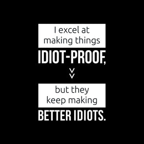 I excel at making things idiot-proof but they keep making better idiots