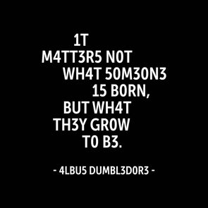 It matters not what someone is born, but …