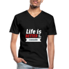 Männer-T-Shirt mit V-Ausschnitt: Life is better at the console - Schwarz