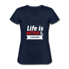 Frauen-T-Shirt mit V-Ausschnitt: Life is better at the console - Navy