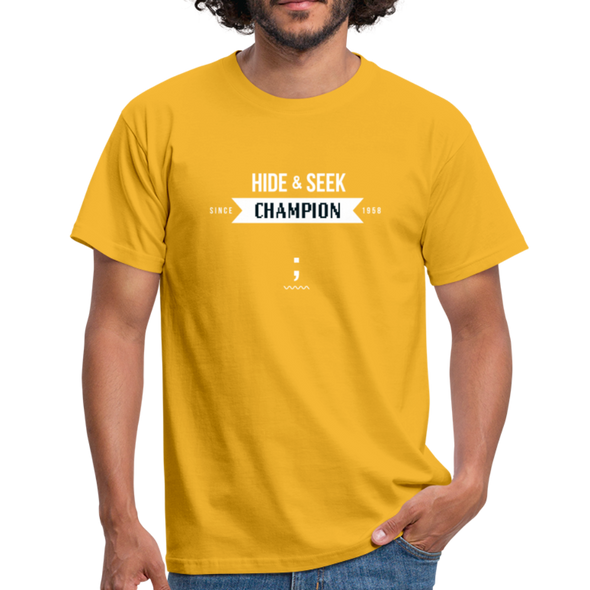 Männer T-Shirt: Hide & Seek Champion since 1958 - Gelb