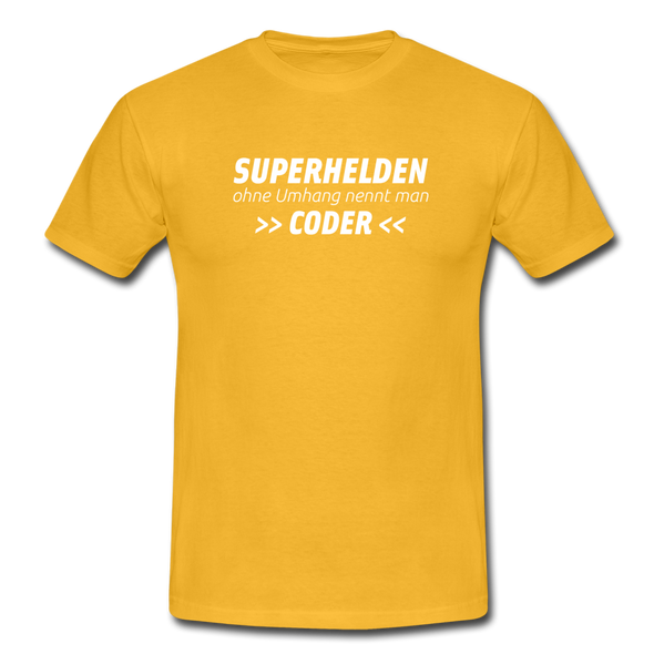 Männer T-Shirt: Superhelden ohne Umhang nennt man Coder - Gelb