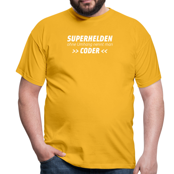 Männer T-Shirt: Superhelden ohne Umhang nennt man Coder - Gelb