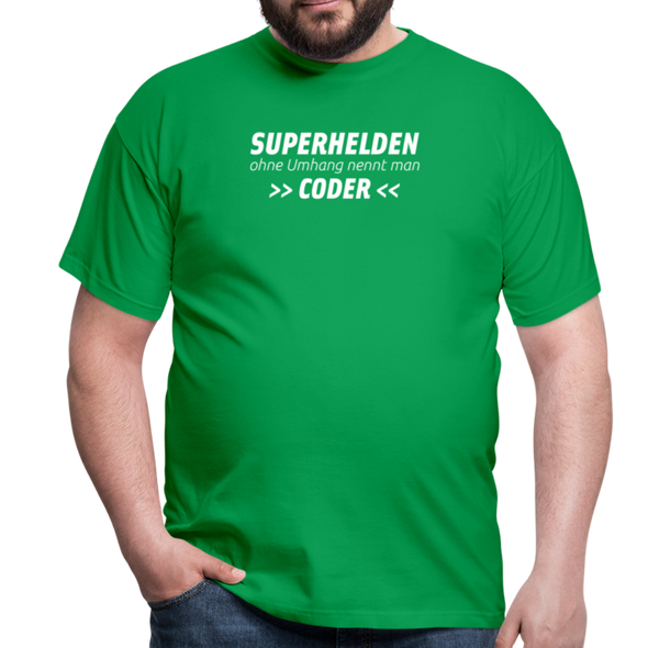 Männer T-Shirt: Superhelden ohne Umhang nennt man Coder - Kelly Green