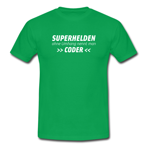 Männer T-Shirt: Superhelden ohne Umhang nennt man Coder - Kelly Green