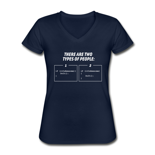 Frauen-T-Shirt mit V-Ausschnitt: There are two types of people - Navy