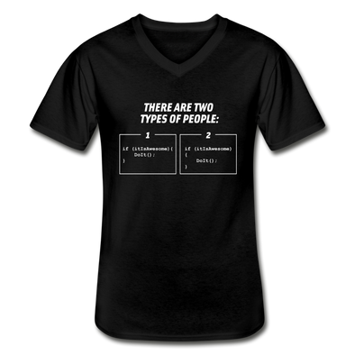 Männer-T-Shirt mit V-Ausschnitt: There are two types of people - Schwarz