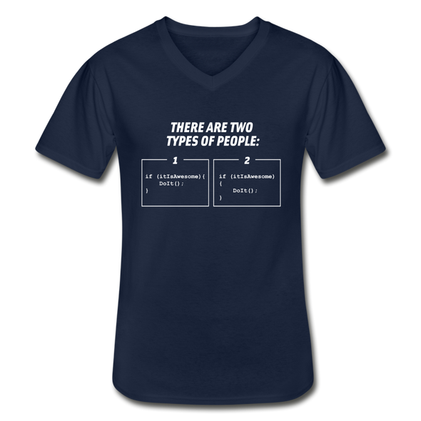 Männer-T-Shirt mit V-Ausschnitt: There are two types of people - Navy