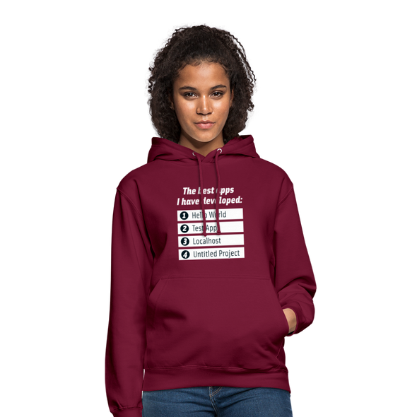Unisex Hoodie: The best apps I have developed - Bordeaux