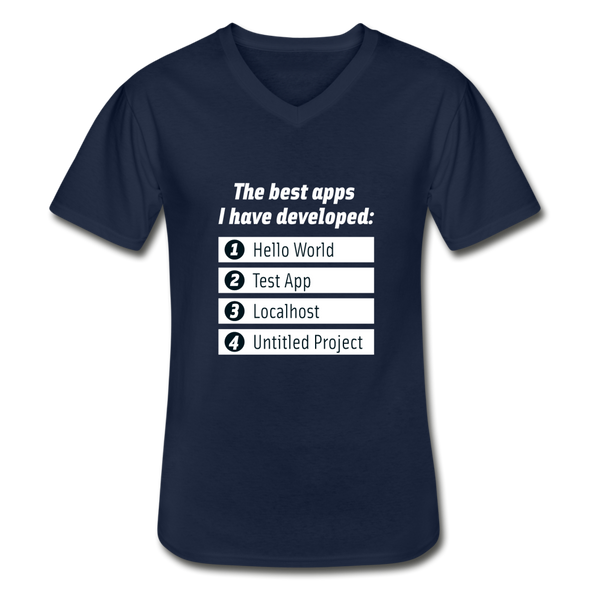 Männer-T-Shirt mit V-Ausschnitt: The best apps I have developed - Navy