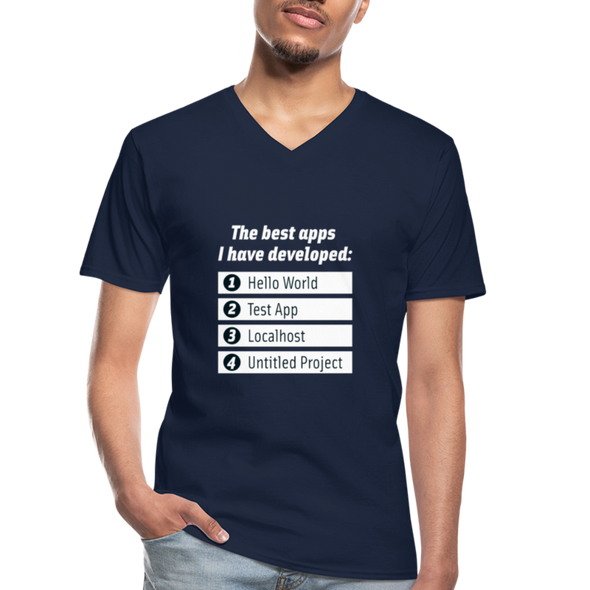 Männer-T-Shirt mit V-Ausschnitt: The best apps I have developed - Navy