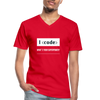 Männer-T-Shirt mit V-Ausschnitt: I code – what’s your superpower? - Rot