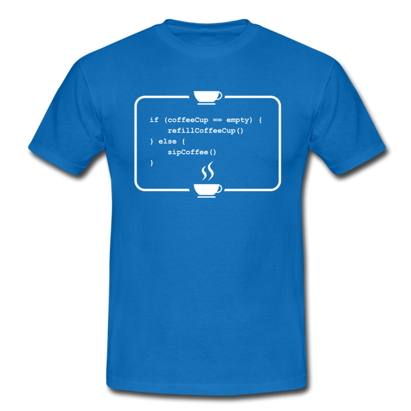 Männer T-Shirt: Kein Code ohne Kaffee - Royalblau