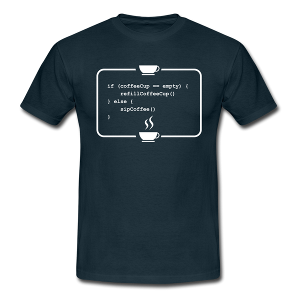 Männer T-Shirt: Kein Code ohne Kaffee - Navy