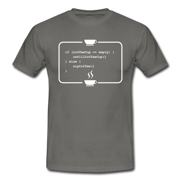Männer T-Shirt: Kein Code ohne Kaffee - Graphit