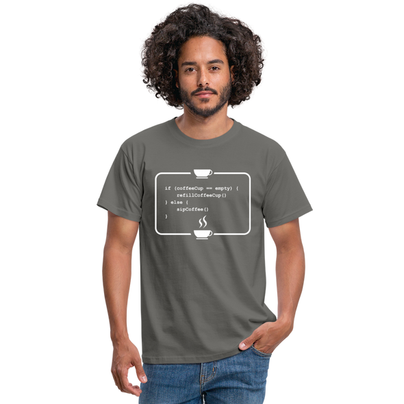 Männer T-Shirt: Kein Code ohne Kaffee - Graphit