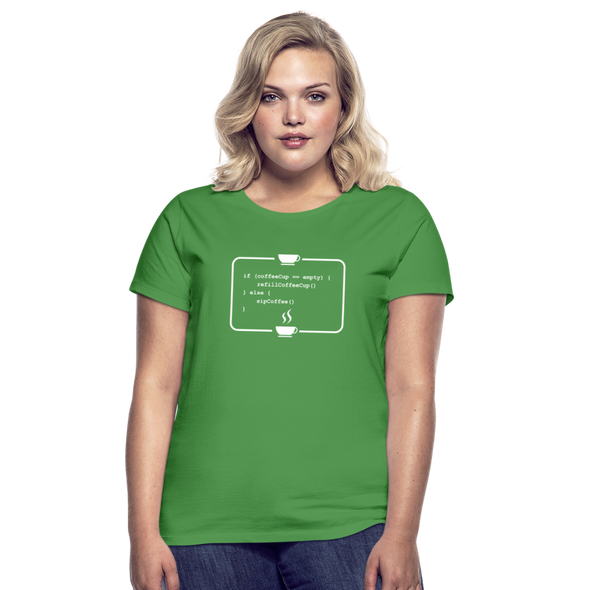 Frauen T-Shirt: Kein Code ohne Kaffee - Kelly Green