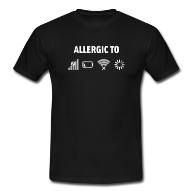 Männer T-Shirt: Allergic to (Ladebalken, leerer Akku, kein Empfang, Kein Wlan) - Schwarz