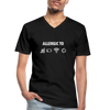 Männer-T-Shirt mit V-Ausschnitt: Allergic to (Ladebalken, leerer Akku, kein Empfang, Kein Wlan) - Schwarz