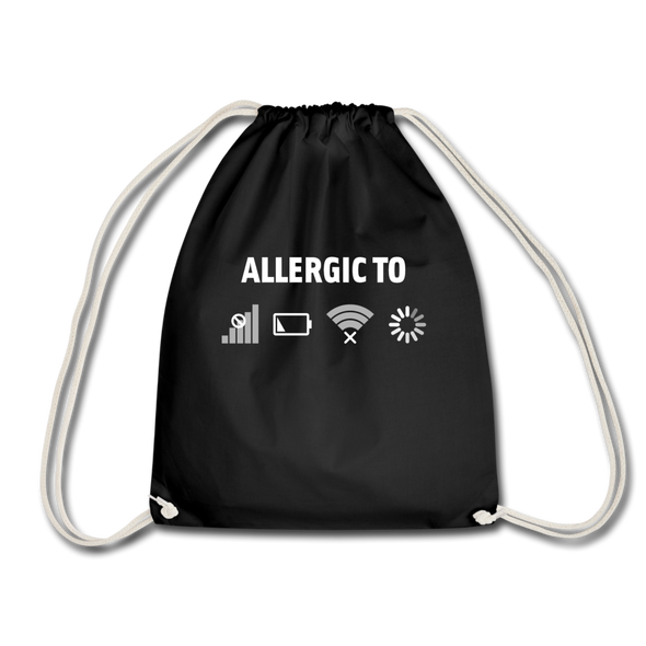 Turnbeutel: Allergic to (Ladebalken, leerer Akku, kein Empfang, Kein Wlan) - Schwarz