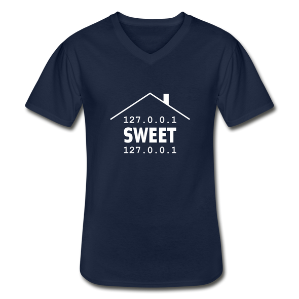 Männer-T-Shirt mit V-Ausschnitt: Home sweet home - Navy