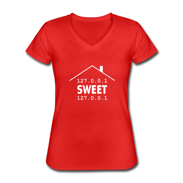 Frauen-T-Shirt mit V-Ausschnitt: Home sweet home - Rot