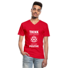 Männer-T-Shirt mit V-Ausschnitt: Think like a Proton. Just stay positive. - Rot