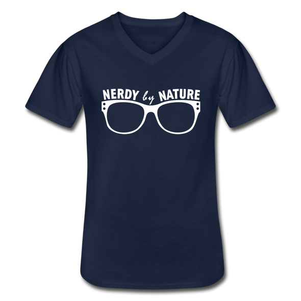 Männer-T-Shirt mit V-Ausschnitt: Nerdy by nature - Navy