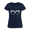 Frauen-T-Shirt mit V-Ausschnitt: Nerdy by nature - Navy