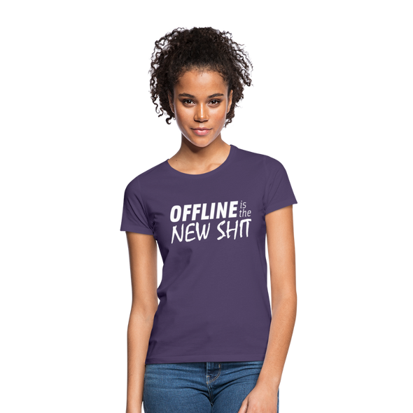 Frauen T-Shirt: Offline is the new shit - Dunkellila