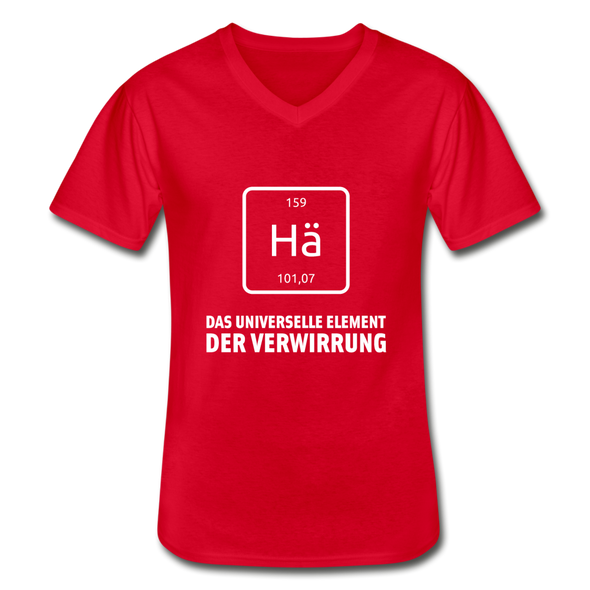 Männer-T-Shirt mit V-Ausschnitt: Hä – Das universelle Element der Verwirrung - Rot