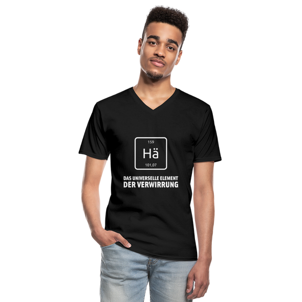 Männer-T-Shirt mit V-Ausschnitt: Hä – Das universelle Element der Verwirrung - Schwarz