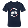 Männer-T-Shirt mit V-Ausschnitt: Believe in Karma - Navy