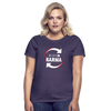 Frauen T-Shirt: Believe in Karma - Dunkellila