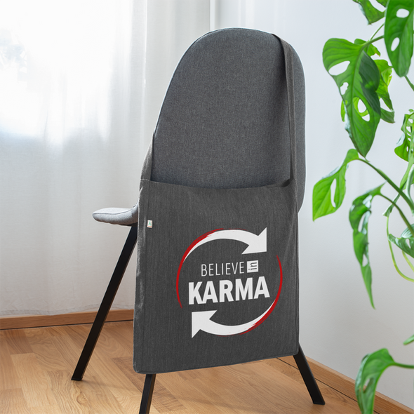 Umhängetasche aus Recycling-Material: Believe in Karma - Dunkelgrau meliert