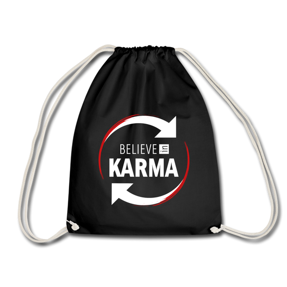 Turnbeutel: Believe in Karma - Schwarz