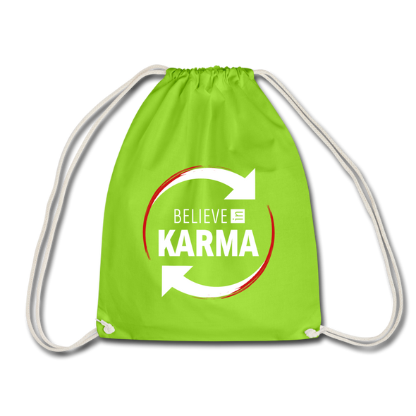 Turnbeutel: Believe in Karma - Neongrün
